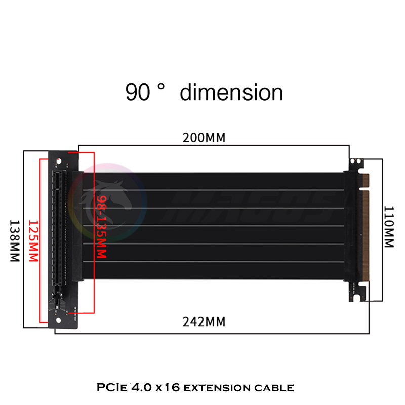 PCIE 4.0 X16 Riser Cable Удлин – обзор и цена Pcie 4.0 X16 Riser Cable 90 Degree